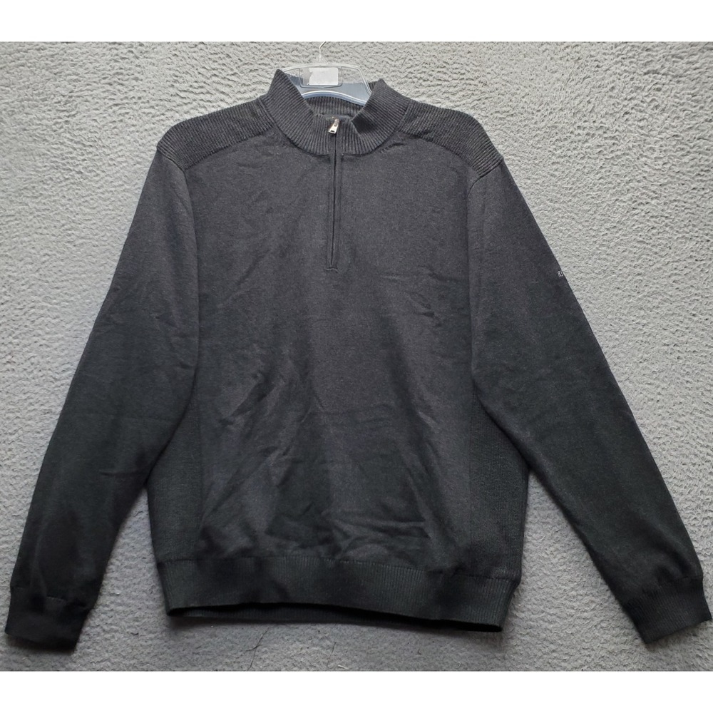 Greg Norman 1/4 Zip Pullover Sweater Mens Large Gray Riverton Golf Club Logo
